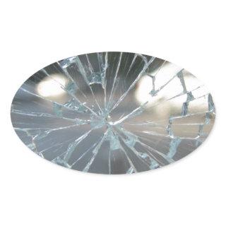 Broken Glass Oval Sticker