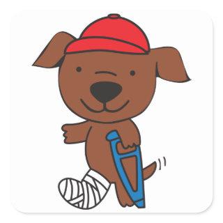 Broken Leg Dog Square Sticker