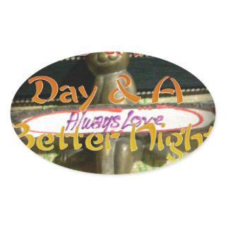 Bronze Rabbit Sculpture with Inspirational Quotes  Oval Sticker