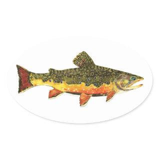 Brook Trout Fish Painting Oval Sticker