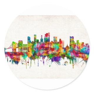 Brooklyn New York Skyline Classic Round Sticker