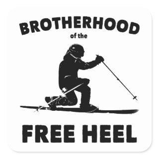 Brotherhood Of The Free Heel Telemark Skiing Square Sticker