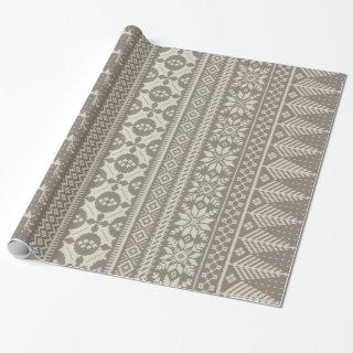 brown and cream fair isle knit sweater