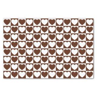 Brown and White Checkered Pattern With Hearts Tissue Paper