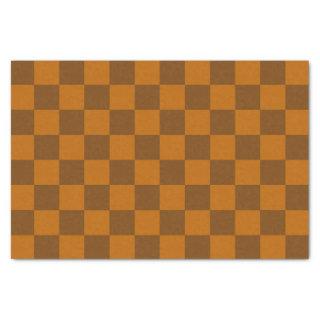 Brown Beige Checkered Block Print  Tissue Paper