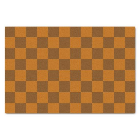 Brown Beige Checkered Block Print  Tissue Paper