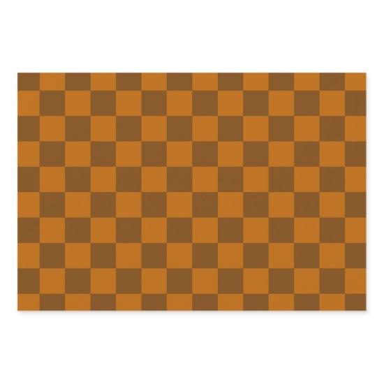 Brown Beige Checkered Block Print   Sheets