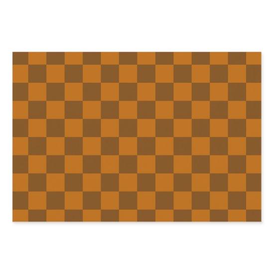 Brown Beige Checkered Block Print   Sheets