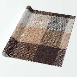 Brown checkered wool plaid fabric texture. tartan