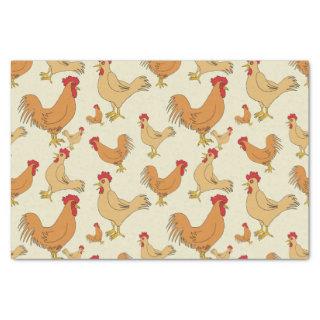 Brown Chicken Pattern Design Tissue Paper