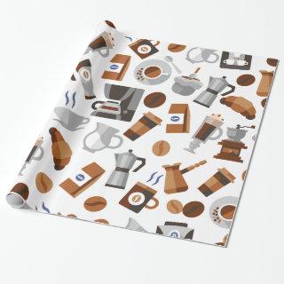Brown Coffee and Croissant Pattern