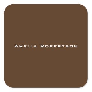 Brown Color Trendy Modern Professional Custom Square Sticker