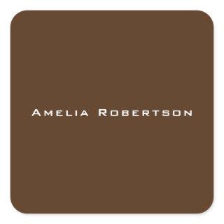 Brown Color Trendy Modern Professional Custom Square Sticker