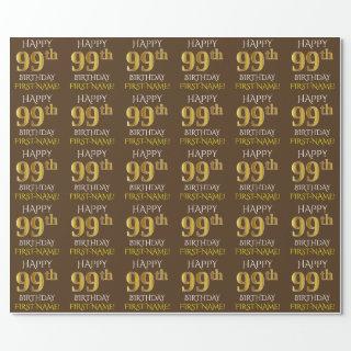 Brown, Faux Gold "HAPPY 99th BIRTHDAY"