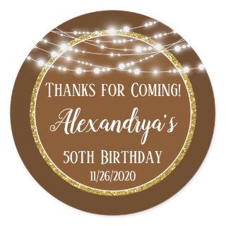 Brown Gold Birthday Thanks For Coming Favor Tags