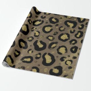 Brown Gold Glitter & Black Leopard Cheetah Print
