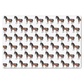 Brown Gypsy Vanner Clydesdale Shire Horse Pattern Tissue Paper