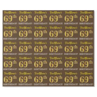 Brown, Imitation Gold Look "69th BIRTHDAY"