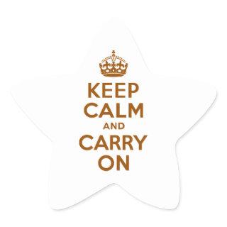 Brown Keep Calm and Carry On Star Sticker