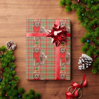 Brown Labradoodle Dog Red Green Plaid Christmas Wr
