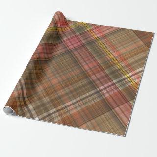 BROWN ORANGE GOLD TAN AUTUMN PLAID PATTERN