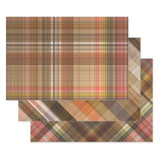 BROWN ORANGE GOLD TAN AUTUMN PLAID PATTERN  SHEETS