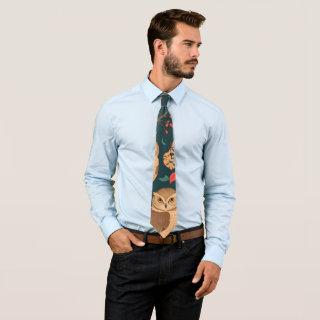 Brown Owl Retro Colorful Personalized Pattern Neck Tie
