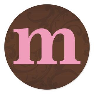 Brown & Pink Monogram Stickers