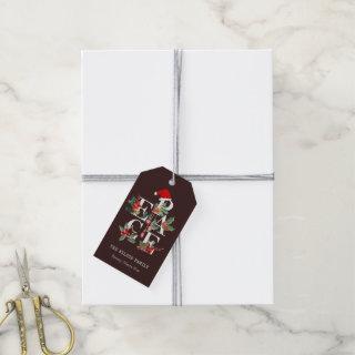 Brown Red Green White Peace Christmas Foliage Gift Tags