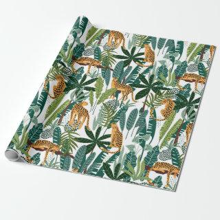 Brown spots panter & jungle leaves pattern