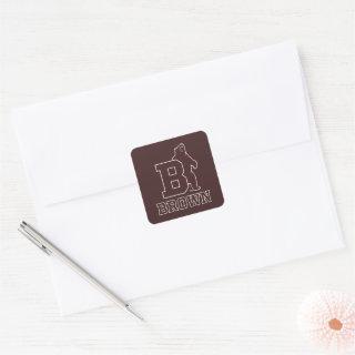 Brown Text Logo & Bear Square Sticker