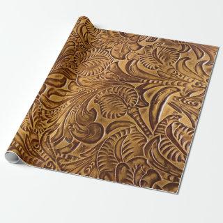 Brown Tooled Faux Leather