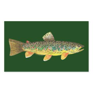 Brown Trout Fishing Rectangular Sticker