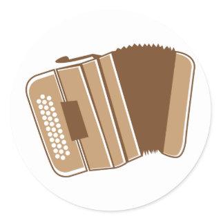 Brown vintage accordion classic round sticker