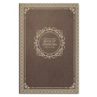 Brown vintage book of shadows cover distressed tissue paper