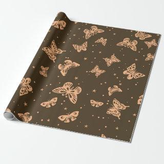 Brown vintage butterfly motif pattern