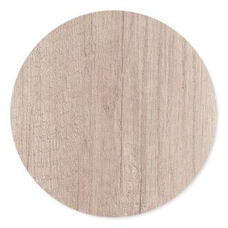 Brown Wood Board Look Blank Elegant Template Classic Round Sticker