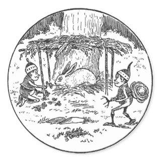 Brownies Taking Care of Bunny Classic Round Sticker