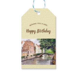Bruges Watercolor Painting by Farida Greenfield Gift Tags