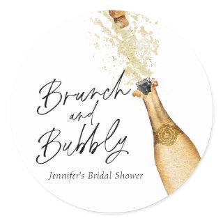 Brunch and Bubbly Bridal Shower Classic Round Stic Classic Round Sticker