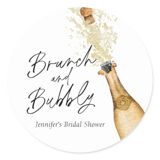 Brunch and Bubbly Bridal Shower Classic Round Stic Classic Round Sticker