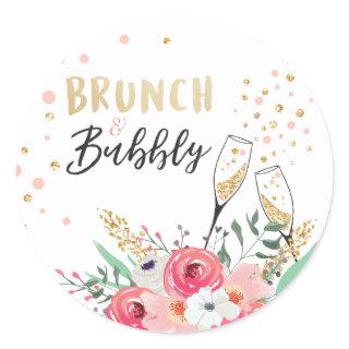 Brunch and bubbly favor tag Bridal shower pink