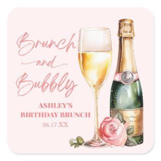 Brunch and Bubbly Mimosa Champagne Birthday Brunch Square Sticker