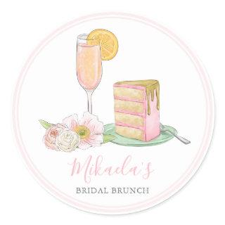 Brunch & Bubbly | Champagne and Drip Cake Bridal Classic Round Sticker