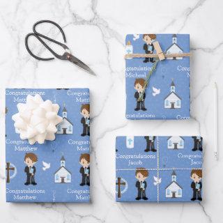 Brunette First Communion Boy  Sheets