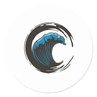 BRUSH WAVE Zen Eso Classic Round Sticker