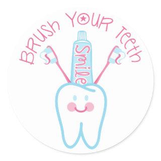 Brush Your Teeth Classic Round Sticker