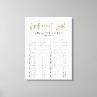 Brushed Calligraphy Seating Chart Canvas Faux Gold