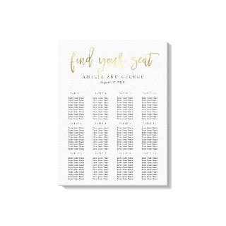 Brushed Calligraphy Seating Chart Canvas Faux Gold