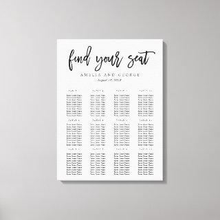 Brushed Calligraphy Seating Chart Wrapped Canvas